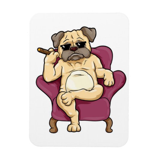 パグ喫煙葉巻 | Really クール Pug Dog マグネット (縦)
