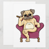 パグ喫煙葉巻 | Really クール Pug Dog メニュー (正面/裏面)