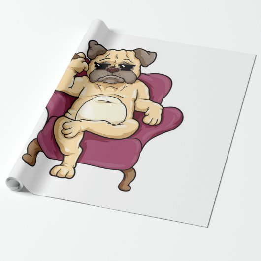 パグ喫煙葉巻 | Really クール Pug Dog ラッピングペーパー (アンロールド)
