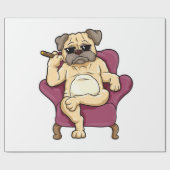 パグ喫煙葉巻 | Really クール Pug Dog ラッピングペーパー (フラット)