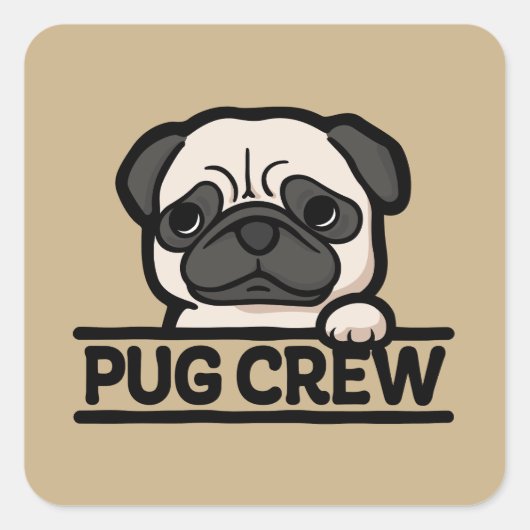 パグ好きのためのギフト - PUG CREW スクエアシール (正面)