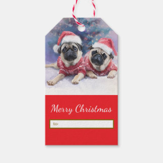 パグ好きのためのクリスマスギフトタグ ギフトタグ