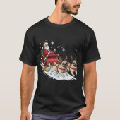 パグ好きのためのクリスマスデザイン Tシャツ (正面)