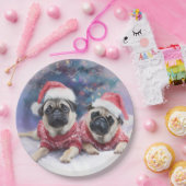 パグ好きのためのクリスマス紙皿 ペーパープレート (パーティー)