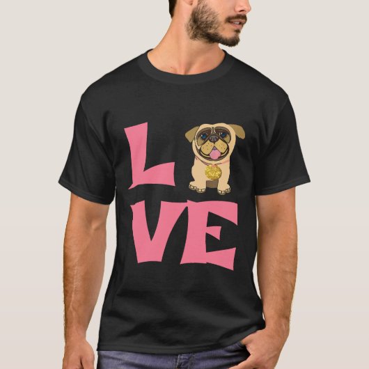 パグ好きのためのパグ犬グラフィックギフト キッズ用 Tシャツ (正面)