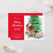 パグ子犬の安価なクリスマスサンタハットドッグカード カード (正面/裏面インサイチュ)