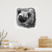 パグ子犬の芸術 ポスター (キッチン)