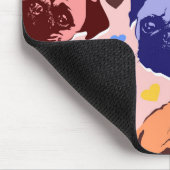 パグ子犬ラブハートパターン マウスパッド (コーナー)