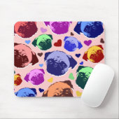 パグ子犬ラブハートパターン マウスパッド (マウス)