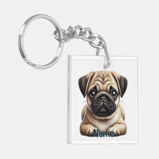 パグ子犬 キーホルダー (正面左)
