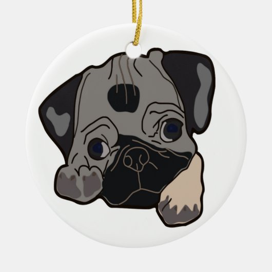 パグ子犬 セラミックオーナメント (正面)