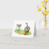 パグ対トルコ感謝祭おもしろいカード カード (黄色い花)