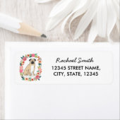 パグ差出人住所ラベルかわいいガーリー花 ラベル (インサイチュ)