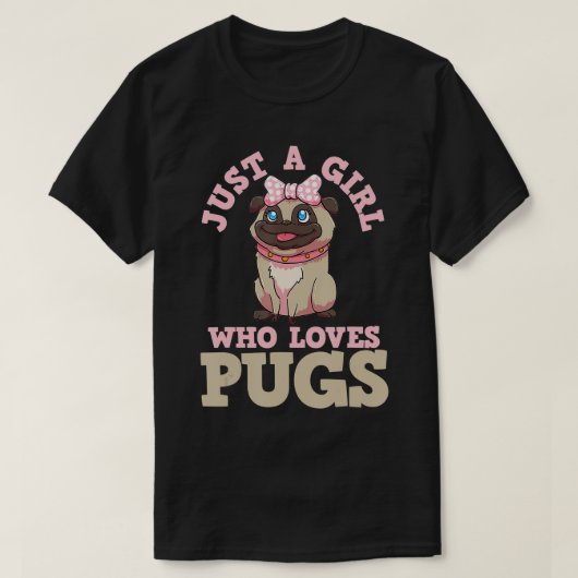 パグ恋人ガール Tシャツ (デザイン正面)