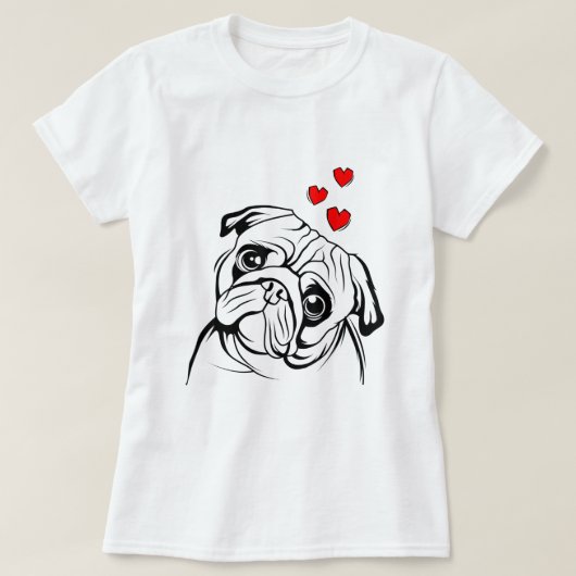 パグ愛かわいい犬の恋人オーナーウォンズギフトおもしろいを愛する Tシャツ (デザイン正面)