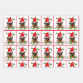 パグ愛好家のクリスマス ラッピングペーパーシート (正面3)