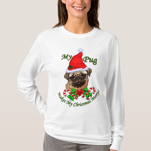 パグ愛好家クリスマスプレゼント Tシャツ (正面)