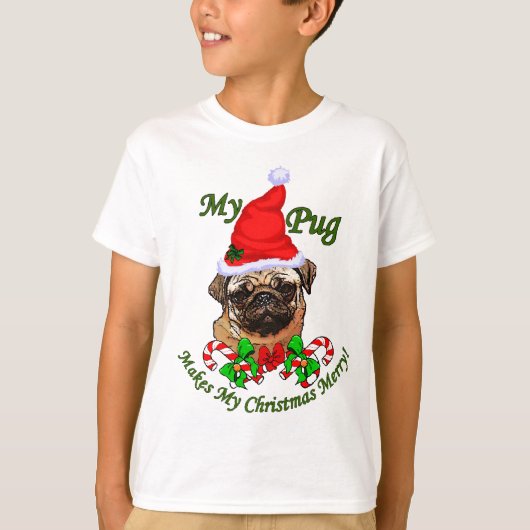 パグ愛好家クリスマスプレゼント Tシャツ (正面)