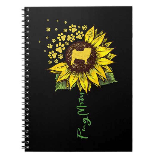 パグ愛犬ママひまわりパグ愛犬ママママ ノートブック (正面)