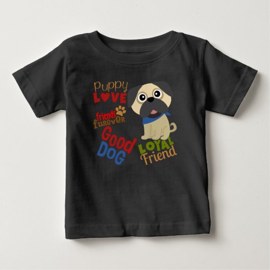 パグ最高のド友 ベビーTシャツ (正面)