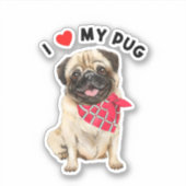 パグ母、パグパパ、かわいいパグ犬、パグ芸術 シール (正面)