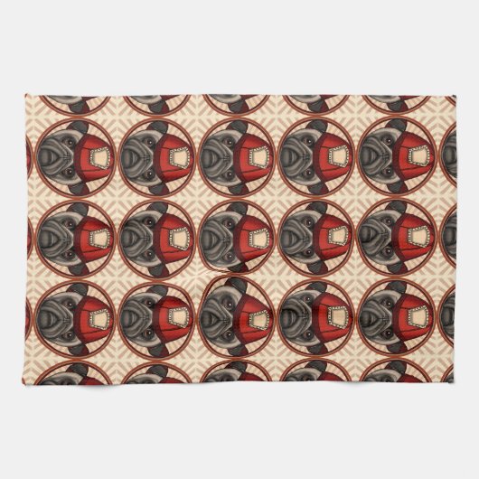 パグ消防士 キッチンタオル (横)