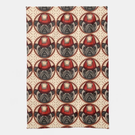 パグ消防士 キッチンタオル (縦)
