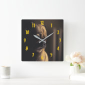 パグ深いイン考え スクエア壁時計 (ホーム)