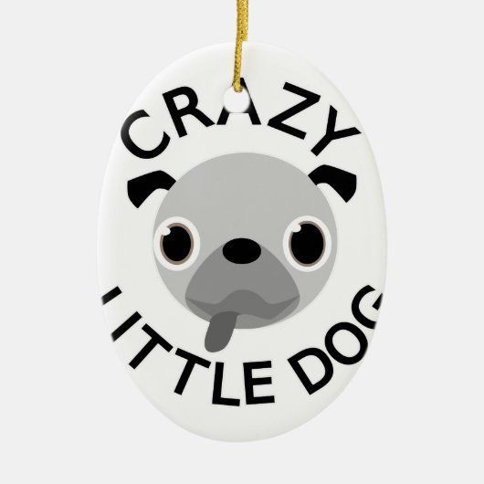 パグ熱狂する小犬 セラミックオーナメント (正面)