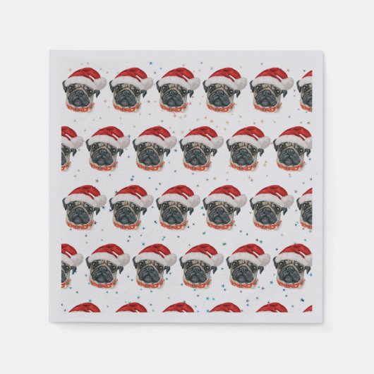 パグ犬がクリスマススターを育てる スタンダードカクテルナプキン (正面)