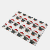 パグ犬がクリスマススターを育てる ドアマット (アングル)