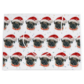 パグ犬がクリスマススターを育てる ラージペーパーバッグ (正面)