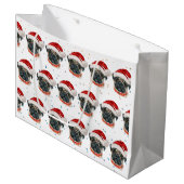 パグ犬がクリスマススターを育てる ラージペーパーバッグ (正面アングル)