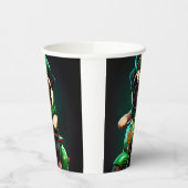 パグ犬が自転車を運転する聖パトリックの日 紙コップ (左)