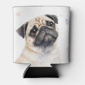 パグ犬とハートのかわいいクーラー 缶クーラー (正面)