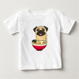 パグ犬とラーメン ベビーTシャツ