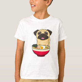 パグ犬とラーメン Tシャツ