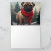 パグ犬と雪のクリスマス カード (内部)