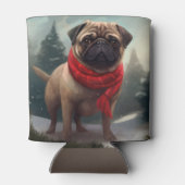 パグ犬と雪のクリスマス 缶クーラー (裏面)