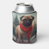 パグ犬と雪のクリスマス 缶クーラー (缶裏面)