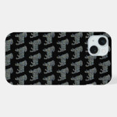 パグ犬のかわいいシルエットグリッドブラック iPhoneケース (裏面横)