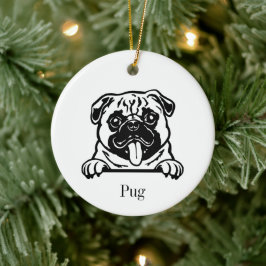 パグ犬のオリジナルペットオーナメント, オーダーメイドの犬のクリスマス セラミックオーナメント