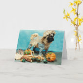 パグ犬のカカシ カード (黄色い花)