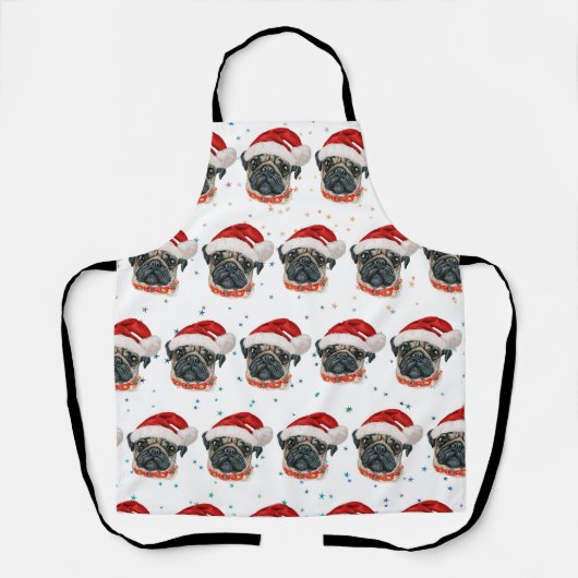 パグ犬のクリスマススター エプロン (正面)