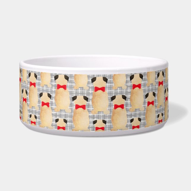 パグ犬のクリスマスセラミックボウル ボウル (正面)