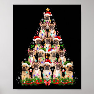 パグ犬のクリスマスツリーライト 面白い クリスマス メンズ レディース ポスター