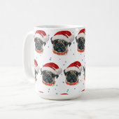 パグ犬のクリスマス星 コーヒーマグカップ (正面左)