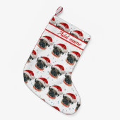パグ犬のクリスマス星 スモールクリスマスストッキング (正面 (吊り時))