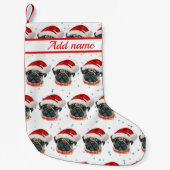 パグ犬のクリスマス星 スモールクリスマスストッキング (正面)