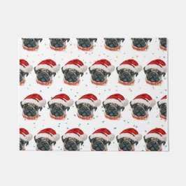 パグ犬のクリスマス星 ドアマット